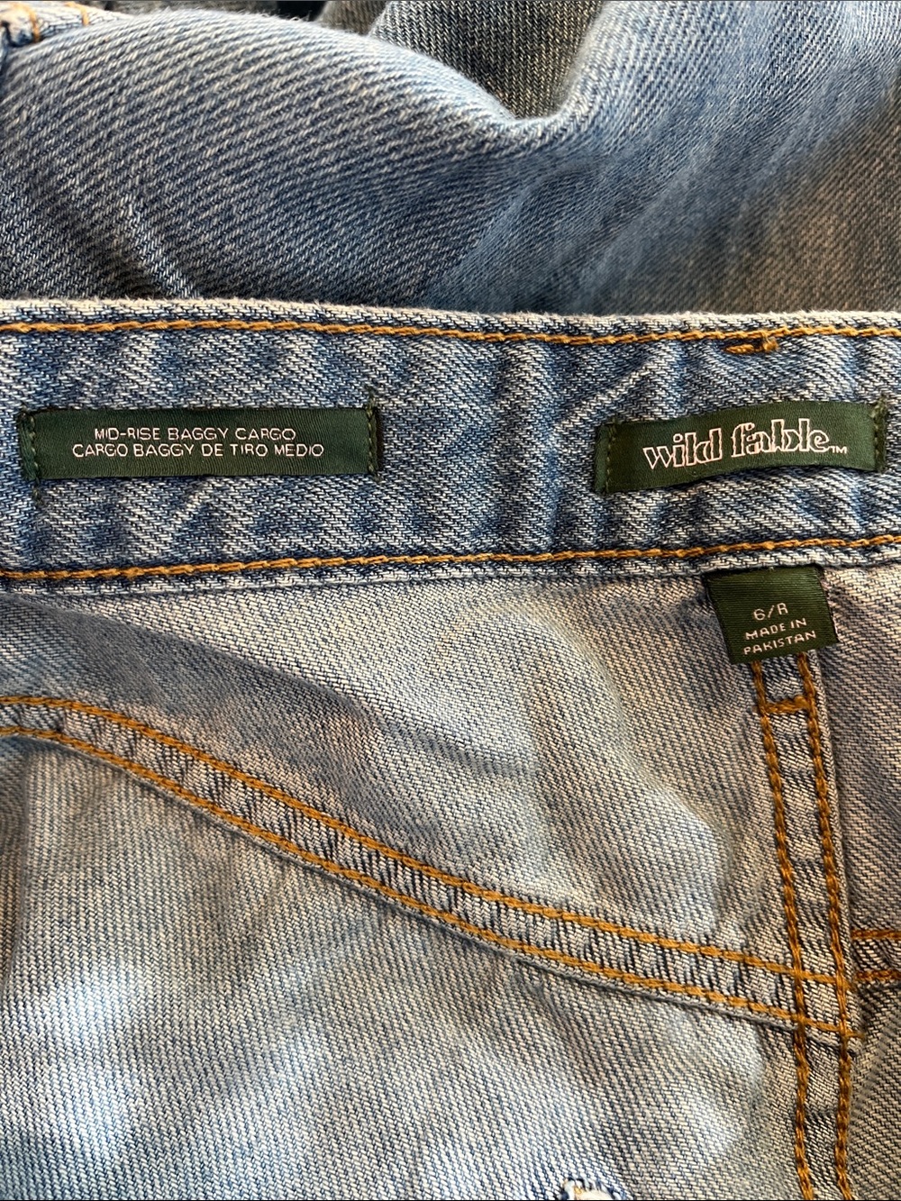 🧋NWT Wild Fable Rigid Denim Mid Rise Cargo Jeans Size 6 | 31" Inseam carpenter - Picture 7 of 12